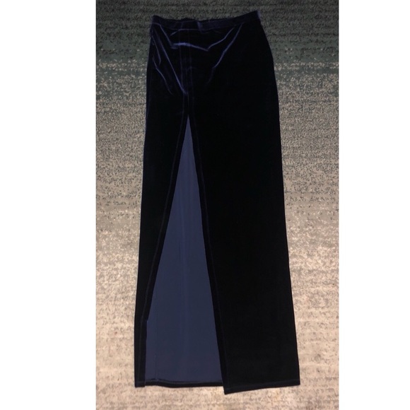 ASOS Dresses & Skirts - ASOS dark Blue velvet thigh high slit skirt